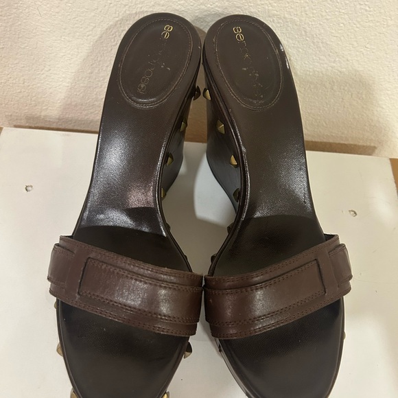Authentic Sergio Rossi Brown 
Leather mules & clogs Wedge Size 38 1/2 - Picture 11 of 11